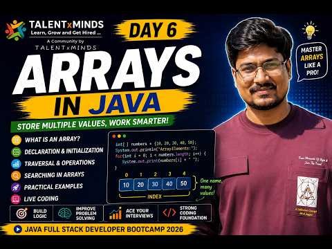 Day 6 | Arrays in Java Complete Tutorial | Memory Allocation, Traversal & DSA Practice | Java FSD