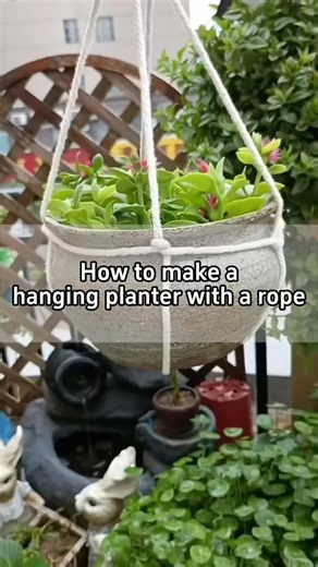 Garden Ideas on Instagram: "🪴How to make a hanging planter with a rope?🪴"