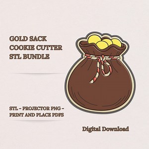 Money Bag Cookie Cutter STL Bundle for Pirate Gold Coin Treats – 8 Sizes, Projector PNG, Print‑and‑place PDF, Digital Download - Etsy Canada