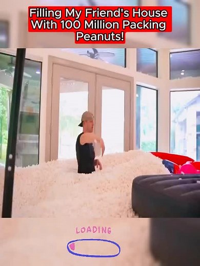 Filling My Friend's House with 100 Million Packing Peanuts! #frank #unspeakable #challenge #fyp #foryou