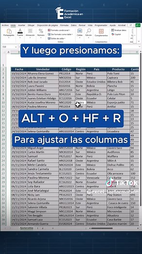 Ajusta celdas automáticamente con solo 2 clics en Excel con este atajo rápido. 😉📌 #exceltutorial #excel #excelbasico #exceltips