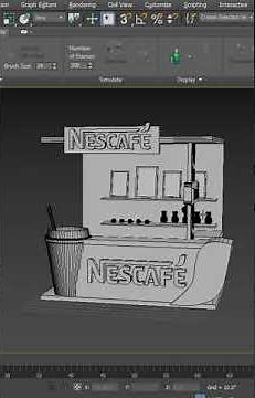 container café 3d max modeling