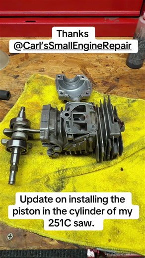 Huge thanks to @Carl’s Small Engine Repair who explained how to get the piston seated! We are moving along again! #smallenginemechanic #smallengine #smallenginerepair #keeganssmallengine #stihl
