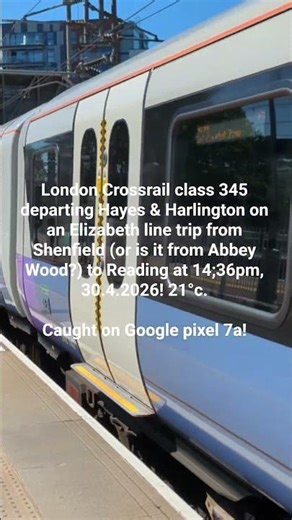 London Crossrail class 345 departing Hayes & Harlington on an Elizabeth line trip to Reading!