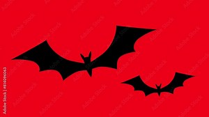 animation of flying black bat with alpha channel transparent background. 4k video