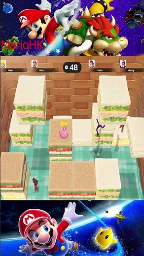 【スーパー マリオパーティ】ミニゲーム ファニー *サンドイッチ*ピーチ vs マリオ vs ポリーン vs ワルイージ( COM最強 たつじん) 280426 #shorts