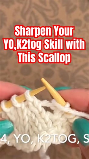 Sharpen your yo, K2tog, SKP skills with this scalloped edge pattern. #knittingpattern #shorts