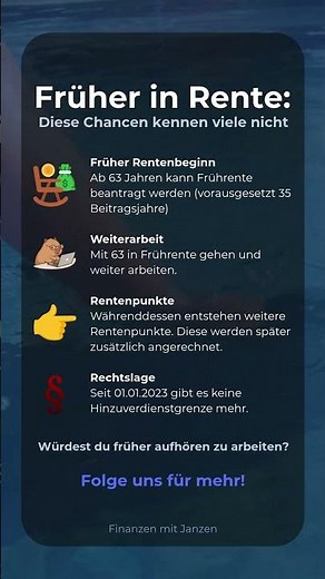 Früher in Rente? Das solltest du wissen! 👴💰 | #rente #finanzen