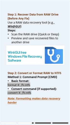 Convert RAW to NTFS safely and correctly. #techtips