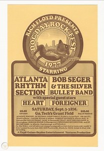 Sep 03, 1977: ATLANTA RHYTHM SECTION / BOB SEGER & the SILVER BULLET BAND / HEART / FOREIGNER at GA. TECH GRANT FIELD Atlanta, Georgia, United States | Concert Archives