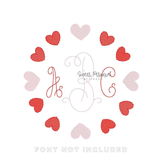 Heart Monogram Frame Sketch Stitch Sketch Quick Stitch - Machine Embroidery Design • Digital Download • - Etsy