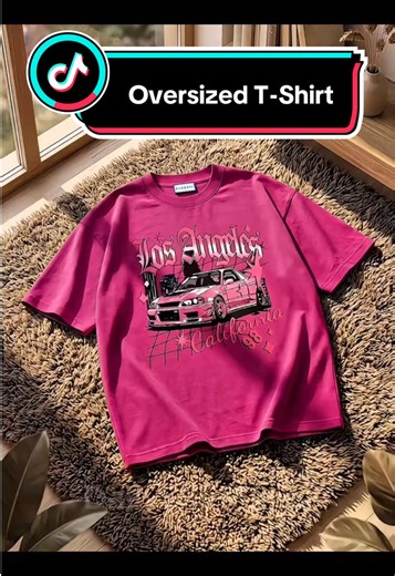 Trendy Hot Pink Oversized Graphic T-Shirt for Women