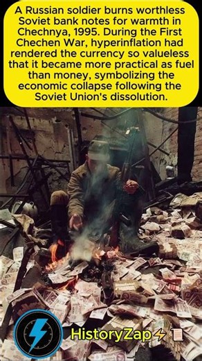 🔥 When Money Became Firewood: Russian Soldier Burns Cash in Chechnya 1995