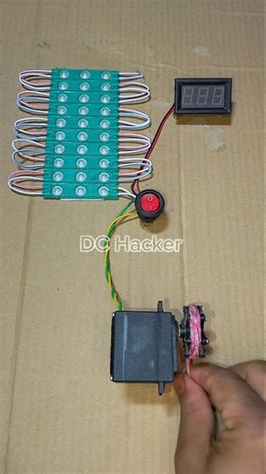 Powering Voltmeter and 10 LED Light With Metal Gear Servo Motor • DC Motor #dcmotor #tech #shorts