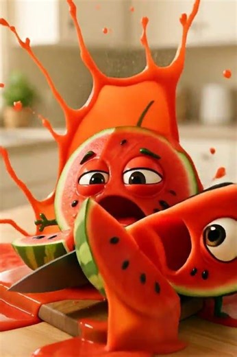 Watermelon Gets Sliced! 🍉 Funny AI Food Animation