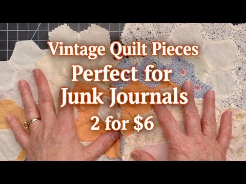 Vintage Quilt Pieces for Junk Journals | Hexagon Rosettes 2 for $6 or 3 for $8