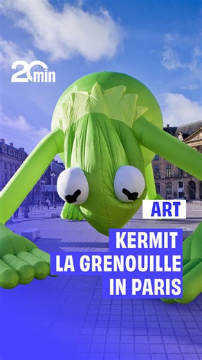 Kermit la grenouille prend ses quartiers place Vendôme. Une reproduction géante et gonflable de la marionnette des Muppets trône face au ministère de la Justice, à Paris, depuis lundi 20 octobre. Installé jusqu’à dimanche 26 octobre, Kermit est la star de la foire d'art contemporain Art Basel Paris qui se tient au Grand Palais. | 20 Minutes