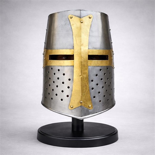 Templar Knight Great Helm, Medieval Steel Crusader Helmet, Handmade Halloween Helmet Gift for Enthusiasts - Etsy