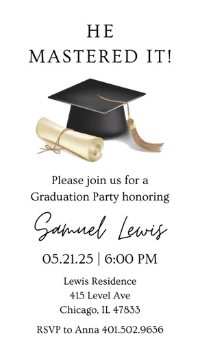Graduation Party Invitation, Graduation Invitation Template, High School Graduation, Graduation Party Invite, Masters Grad He Mastered It - Etsy