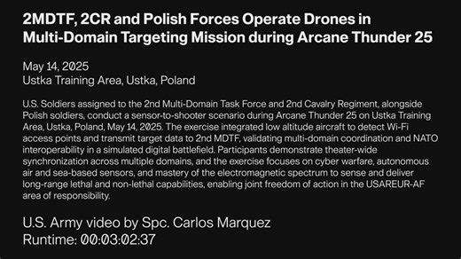 2MDTF, 2CR and Polish Forces Operate Drones in Multi-Domain Targeting Mission during Arcane Thunder 25