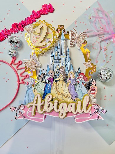 Personalized Disney Princess Cake Topper, Princess Castle Birthday Topper, Princess Cake Topper, Disney Princess Birthday - Etsy