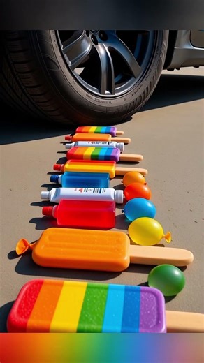 Car Wheel Crushing Colorful Objects |#crushing#asmr#oddlysatisfying#carcrushing#satisfyingvideo