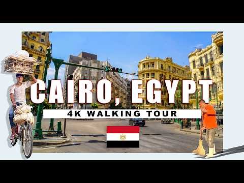 🇪🇬 4K Cairo, Egypt Walking Tour - Downtown Cairo Walkthrough Talaat Harb Square - 4K HDR 60fps