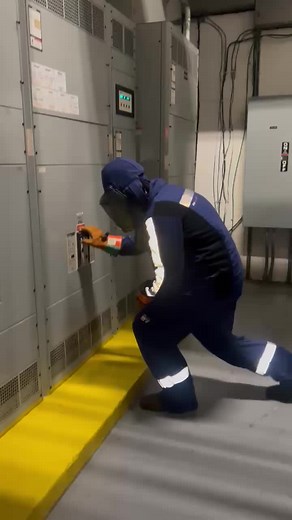Restoring Power Breaker Trip #fyp #electrical #ppe #arcflash #arcflashsuit