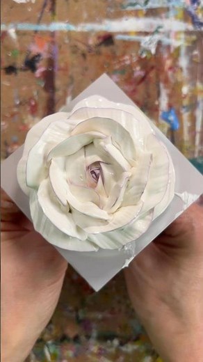 How to Pipe a 3D Rose with Acrylic Paint 🤍 | Step-by-Step Tutorial #artprocess #texturedart