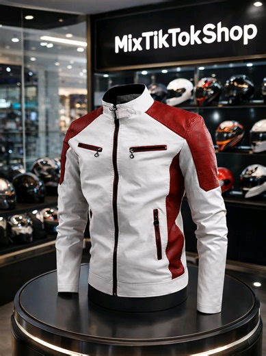 Emw Two Tone Leather Motorcycle Jacket - Stylish Protection