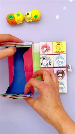 Cute Sanrio Rainbow Color Paper wallet with5 layer pockets Showoff#diy #mymelody#sanrio