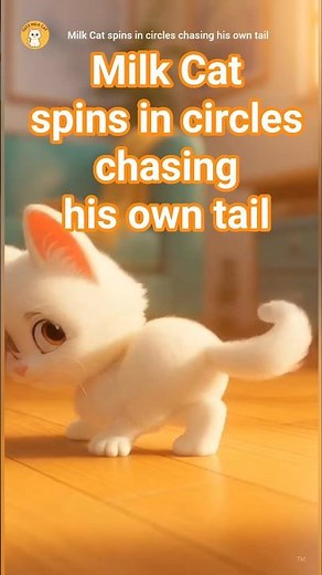 Milk Cat spins in circles chasing his own tail | #MilkCat #whitecat #catanimation