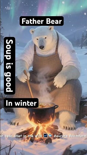 BEAR HAVING SOUP IN WINTER || #shorts #viral #ai #bear #animals