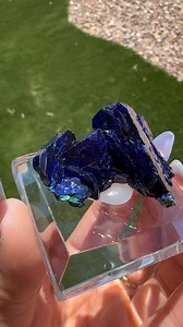 Electric Blue Azurite with Malachite Milpillas Mine, Cuitaca, Sonora, Mexico. Size: 4 X 3.5 X 2 cm #azuritemalachite #azuritemilpillas #milpillasmine #milpillasazurite #azuritecrystal #crystalshop #mexicanmineralspecimen #mineralspecimen | Superb Minerals