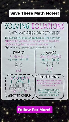 SOLVING EQUATION MATH NOTES!! Don't forget to follow for more. Thank you po. #mathnotes #mathematics #mathtricks #MathTricksTutorial #maths #mathtrick #mathtutorial #basicmath #basicmathreview #viral #trending #educational #mathshortcut #mathhacks #tutorial #lovemath #mathematicstutorial #mathreview #reels #reelsvideo #reelsviral #reelsfb #fyp #FORYOU | Math Tricks Tutorial