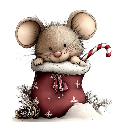 Christmas Mouse Clipart Bundle, Festive Stocking PNG (instant Download) - Etsy