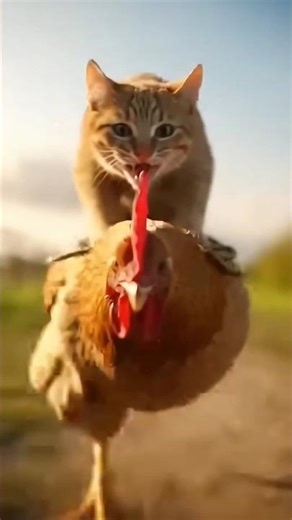 Cat Vs Chicken Funny Video #funny #shortsfeed #shortsusa