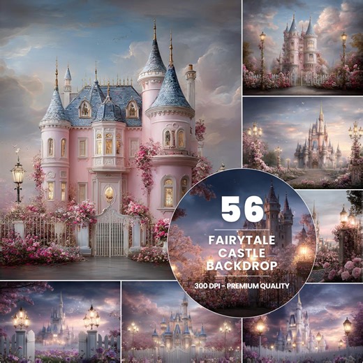 Fairytale Castle Backdrop, Pink Princess Palace, Fantasy Garden Wedding, Magical Photo Background (digital Download) - Etsy