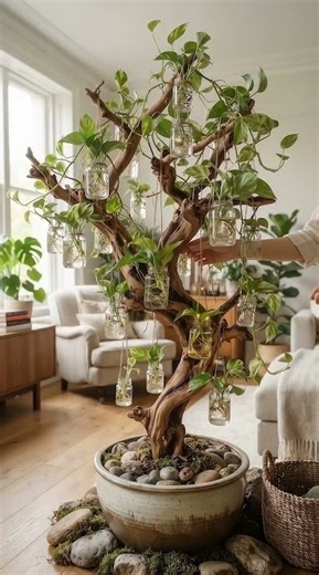 DIY Glowing Pothos Tree 🌿 Magical Indoor Plant Decor #Shorts