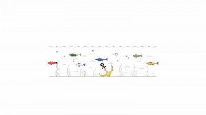 Heard of fishes swimming past anchor line 2D characters animation. Underwater creatures flat color cartoon 4K alpha channel. Water habitats activity animated scene on white background