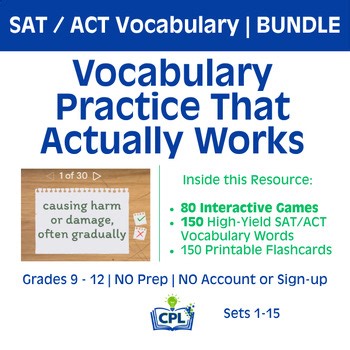 SAT/ACT Vocabulary Bundle (150 Words + Interactive Games)