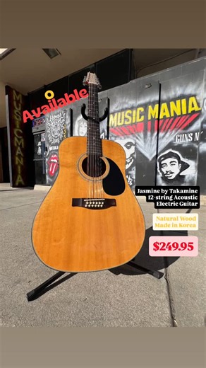 Music Mania on Instagram: "🎶Just Arrived- JASMINE BY TAKAMINE 12-STRING ACOUSTIC-ELECTRIC 🎶 Natural Wood • Made in Korea 🔥 Beautiful shimmer, full 12-string tone, and Takamine-quality craftsmanship — perfect for live shows, studio recording, or adding depth to your acoustic collection! ✅ Includes 90-Day Warranty ✅ Free Re-String with Purchase (strings not included) 💰 ONLY: $249.95 🎵 We Buy & Sell: • Guitars & Instruments • Records & CDs • Amps & Accessories 💡 Guitar Repairs Available In-St