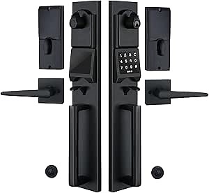 NEWBANG 1 Pack Smart Electronic Door Lockset with Keypad for Double Door,Keyless Electronic Front Door Handleset(Keyed & Dummy Set)