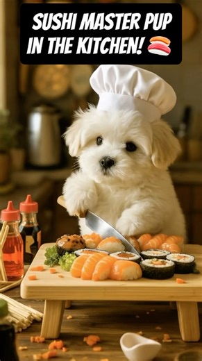 This Shih Poo Takes Sushi Very Seriously… Until She Smiles 🐶🍣