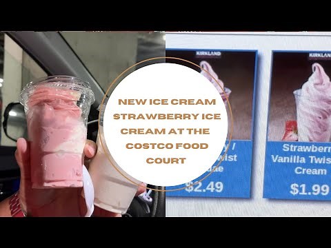 Strawberry Vanilla Swirl Ice Cream at Costco Food Court! Let's give it a try!