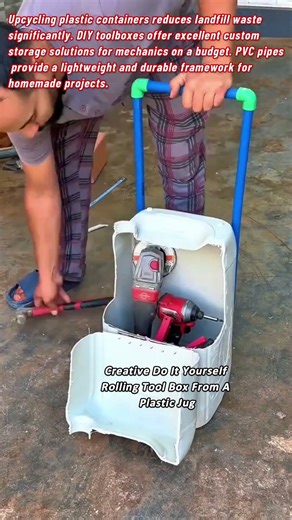 Creative Do It Yourself Rolling Tool Box From A Plastic Jug