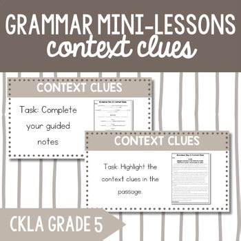 5th Grade CKLA Grammar: 3.4 Context Clues | Mini-Lesson & Activities