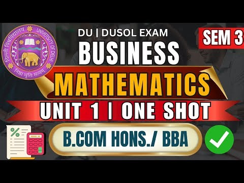 Business Maths Unit 1 Matrices One Shot | DU SOL B.Com Exam 2025 | Matrix with Numericals