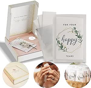 Wedding Tissues Packs for Guests with Floral Design (40pcs) - Ultra Soft Frosted Paper Mini Tissues for Your Happy Tears Tissue Packs for Wedding - Mint To be Wedding Favors for Guests
