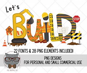 Construction Alphabet PNG Font Bundle, Builder Excavator Letters Alpha Font, Sublimation Alpha Set Designs PNG, Birthday Font - Etsy
